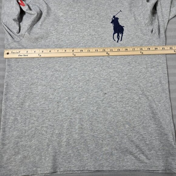 Polo Ralph Lauren Quarter Zip Hoodie Mens Medium Gray Big Pony Logo Spell Out - Picture 6 of 11